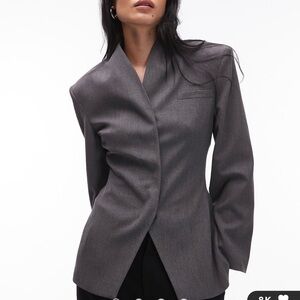 ASOS Charcoal Gray High Neck Tailored Blazer